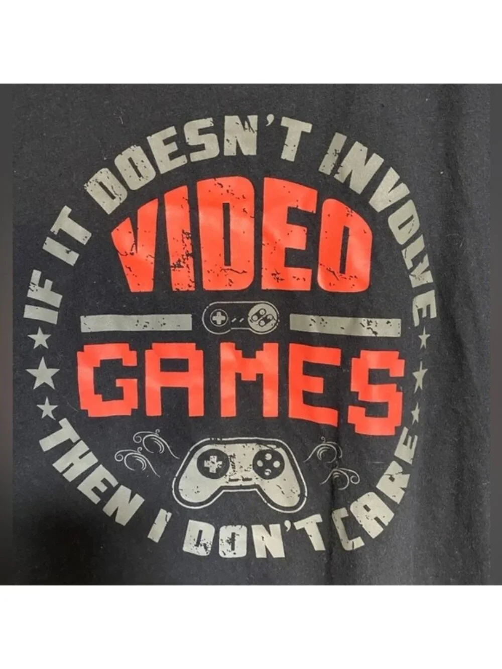 “If It Doesn’t Involve Video Games Then I Don’t Care” Graphic Tee – Size L - Picture 4 of 5